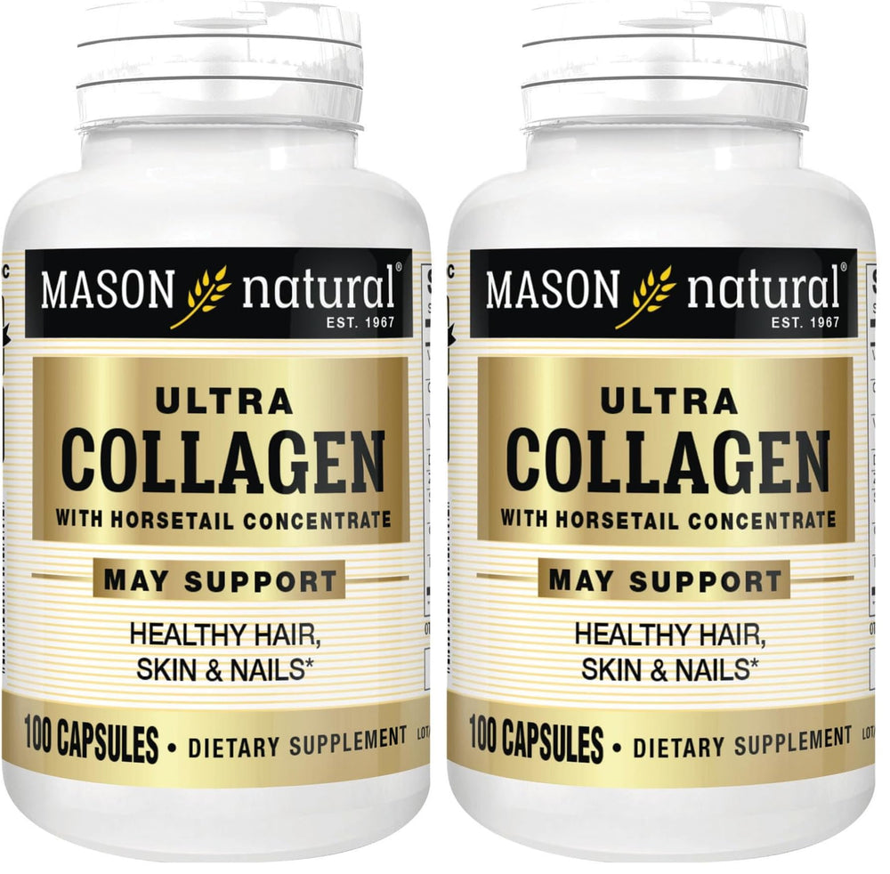 Mason Natural Ultra Collagen bottle label highlights skin and joint benefits