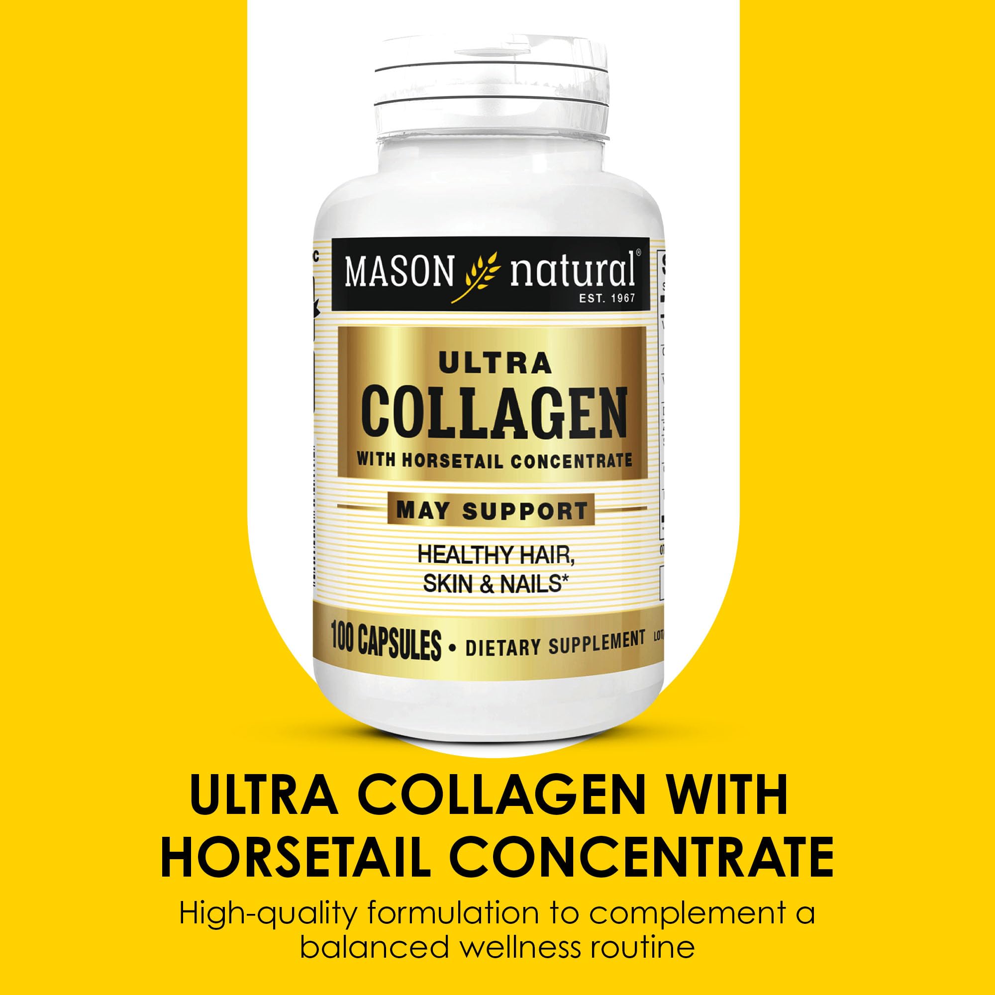 Front view of Mason Natural Ultra Collagen Capsules bottle