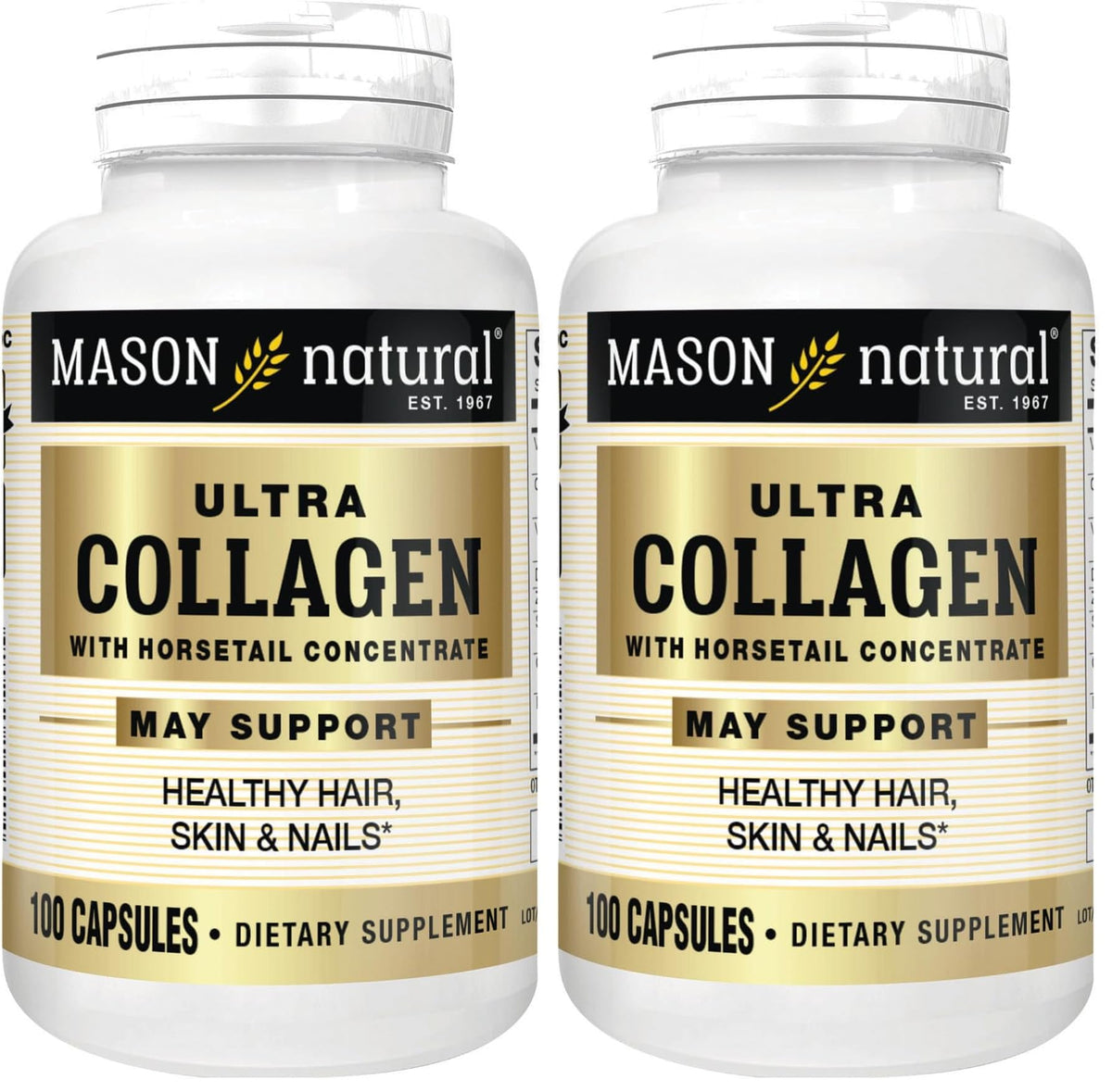 Mason Natural Ultra Collagen Capsules two-pack bottle on white