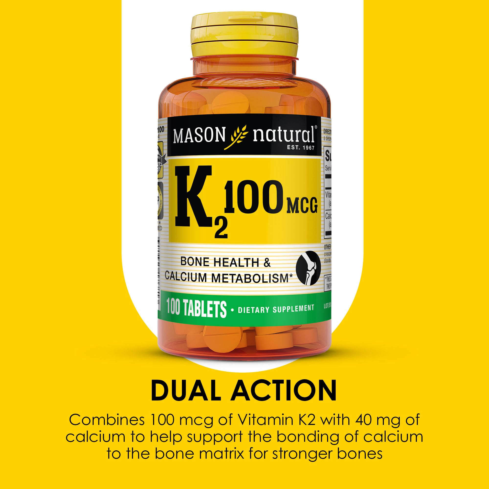 Dosage information for Mason Natural Vitamin K2 100 mcg with Calcium