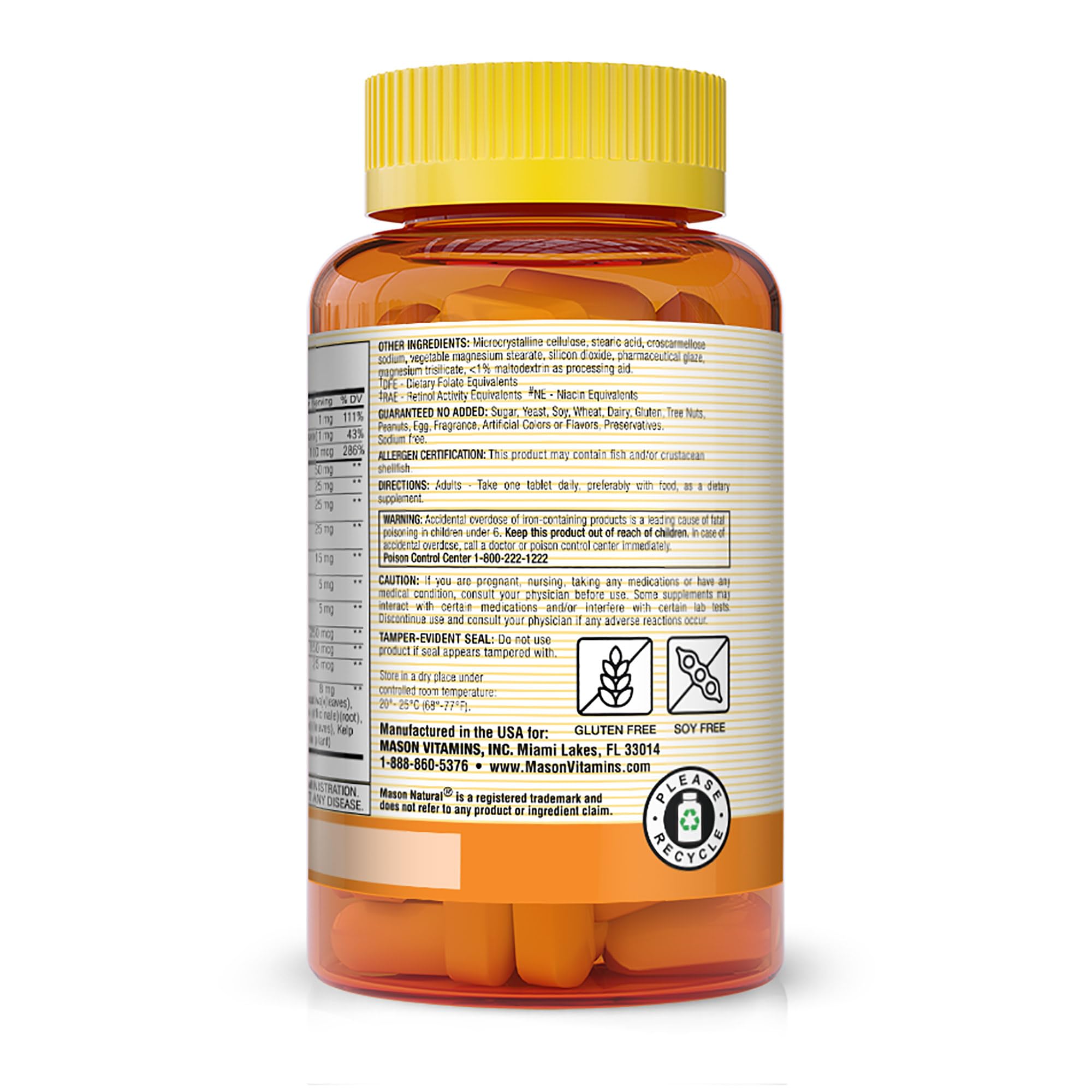 Close-up of Mason Natural vitamins and minerals capsules