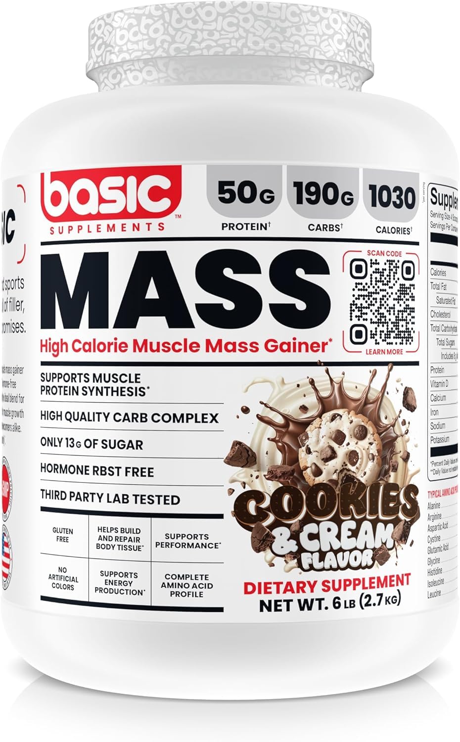 Mass Gainer Cookies and Cream 6 lb front view