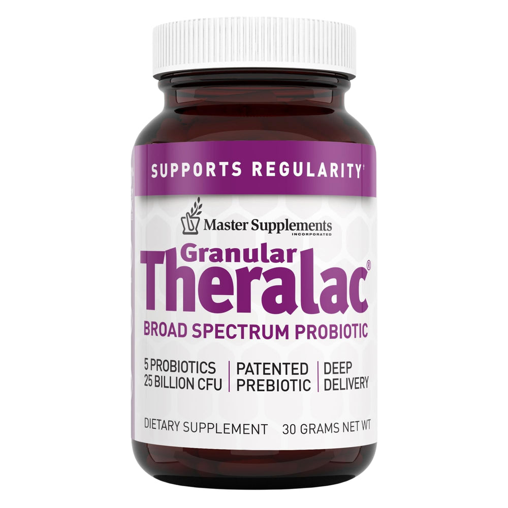 Front view of Master Supplements Granular Theralac 1.05 oz bottle