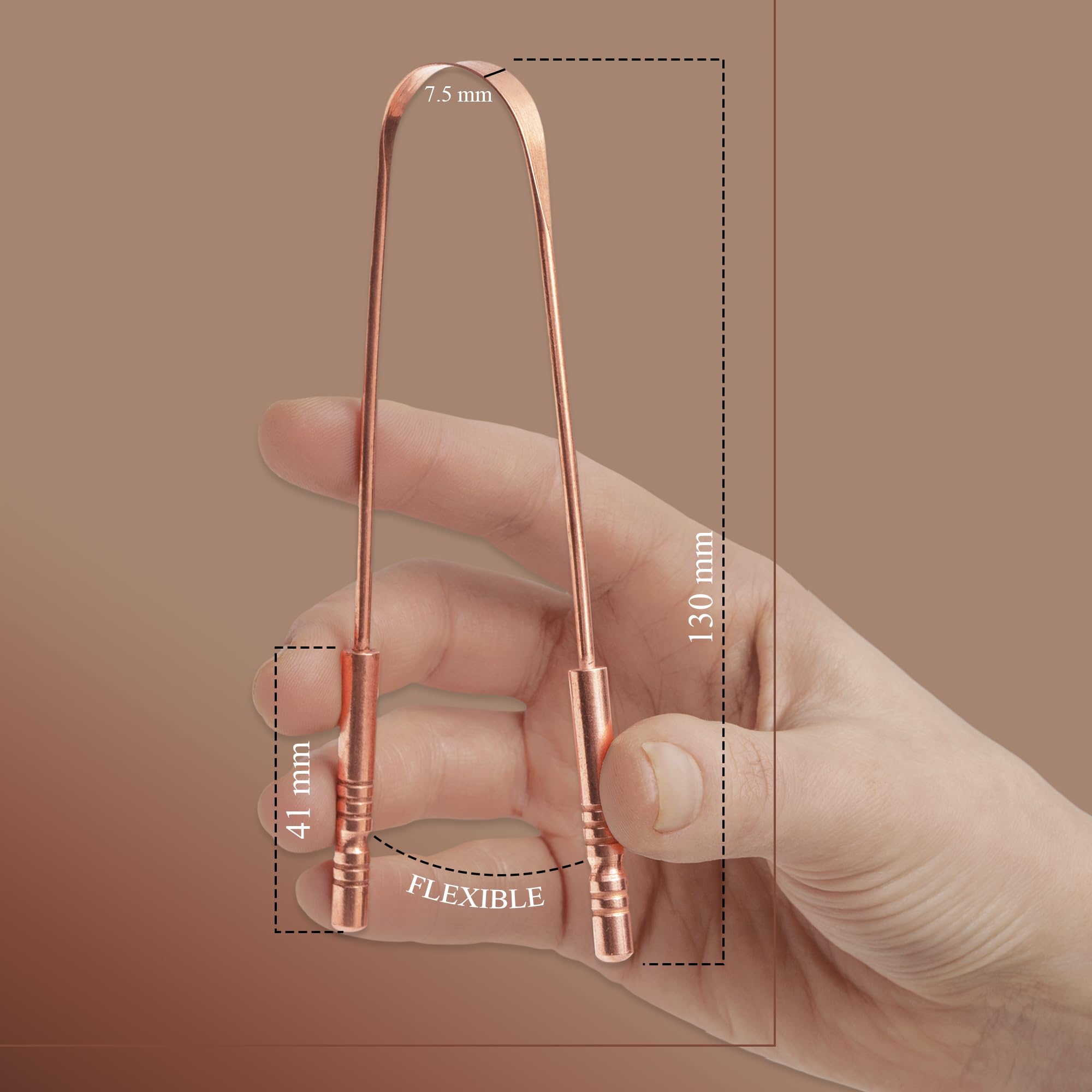 Two copper tongue scrapers in travel cases