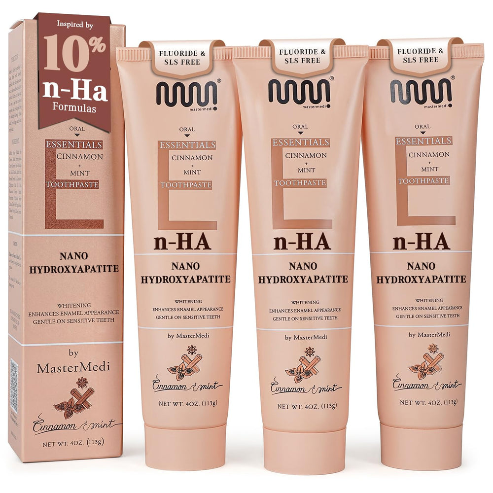 Front view of MasterMedi Nano Hydroxyapatite Toothpaste 3-pack