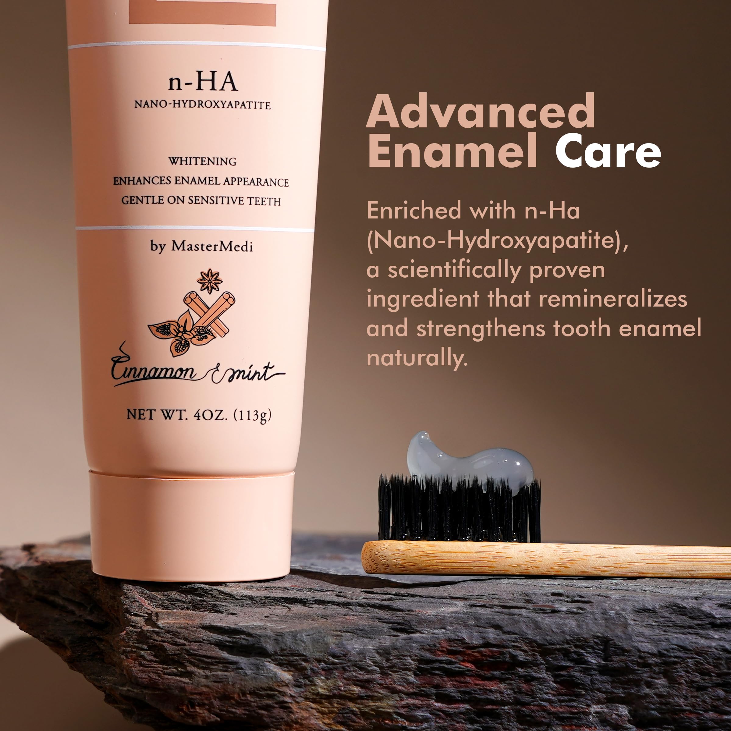 Back packaging details of MasterMedi Nano Hydroxyapatite Toothpaste 3-pack