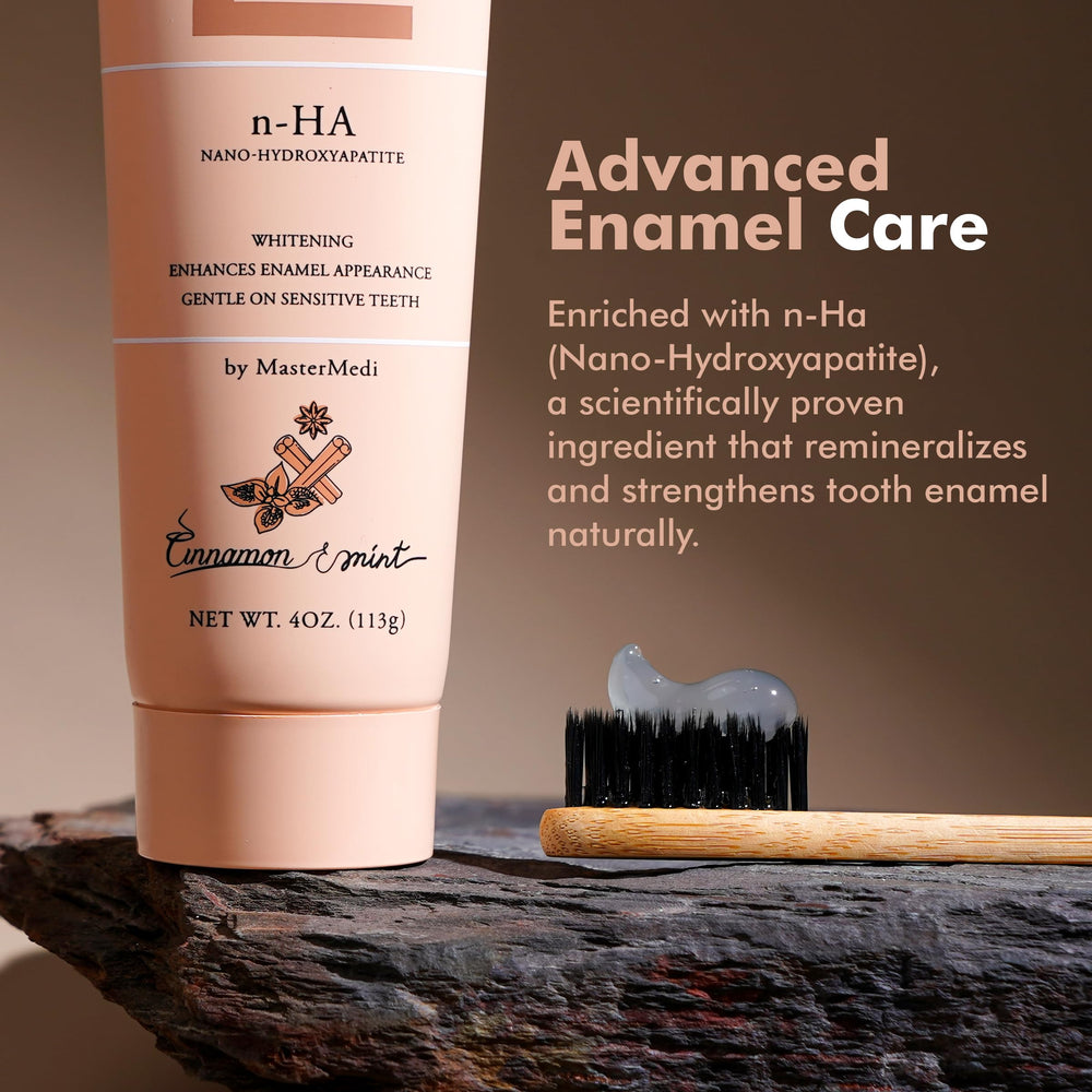 Back packaging details of MasterMedi Nano Hydroxyapatite Toothpaste 3-pack