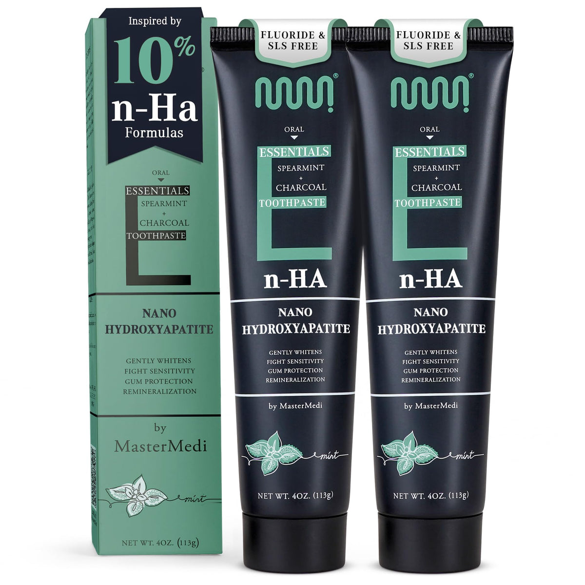 MasterMedi Nano Hydroxyapatite toothpaste tube with Citrus Mint label