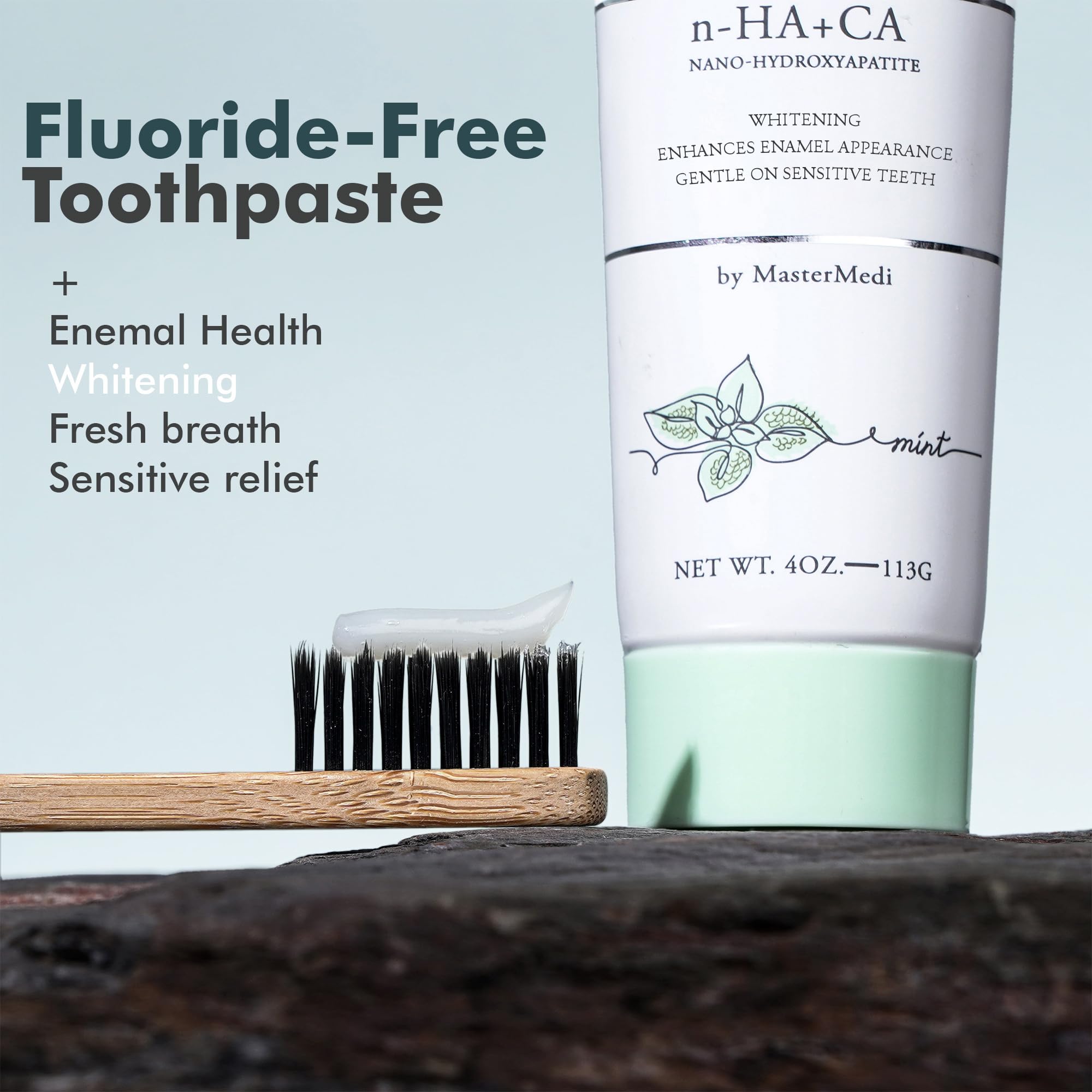 Another angle of toothpaste tube with mint flavor label