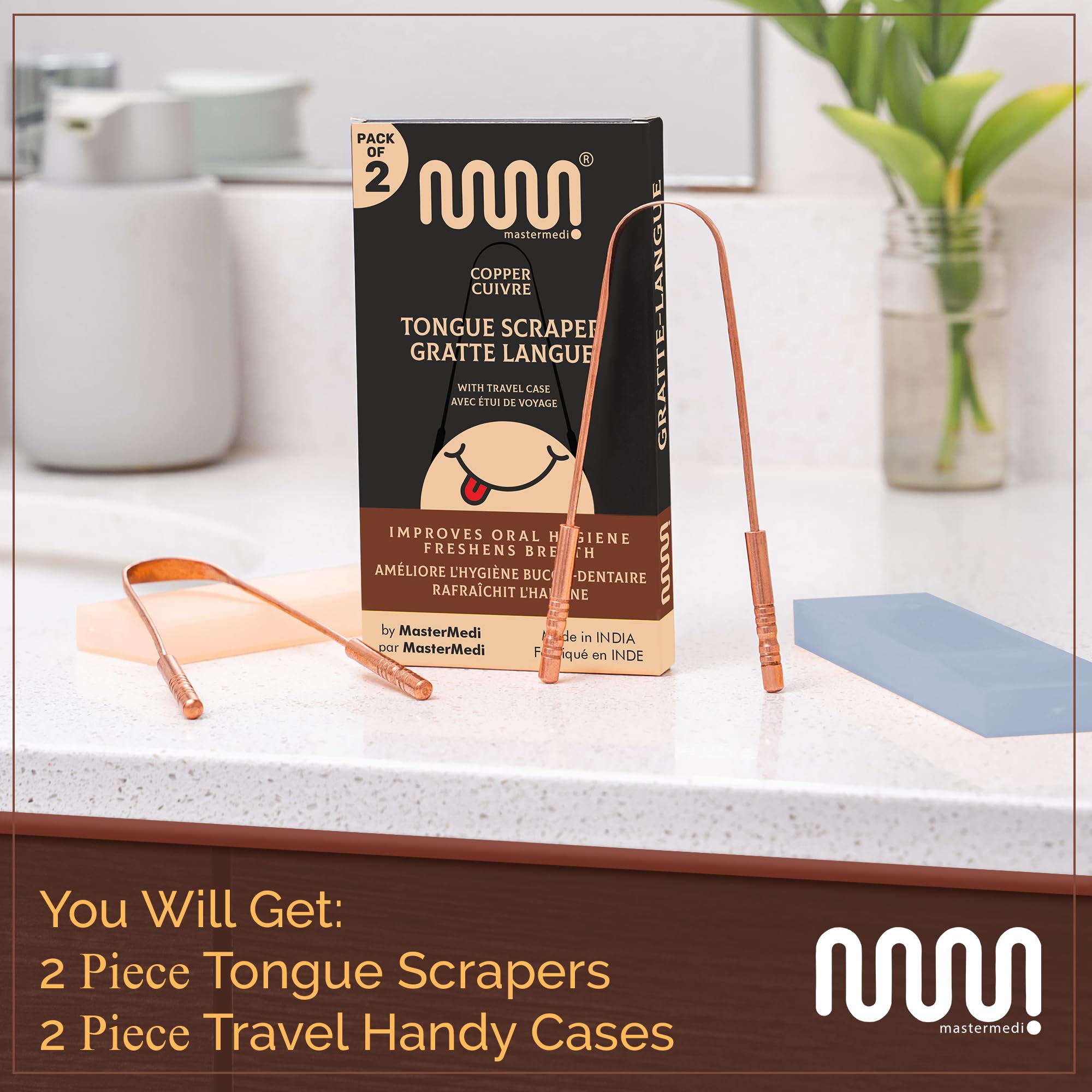 Oral hygiene with MasterMedi tongue scraper for adults