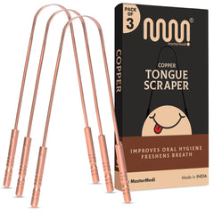 MasterMedi Pure Copper Tongue Scraper - front view (pack of 3)