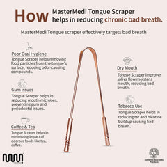 Pack of 3 copper tongue scrapers for adults
