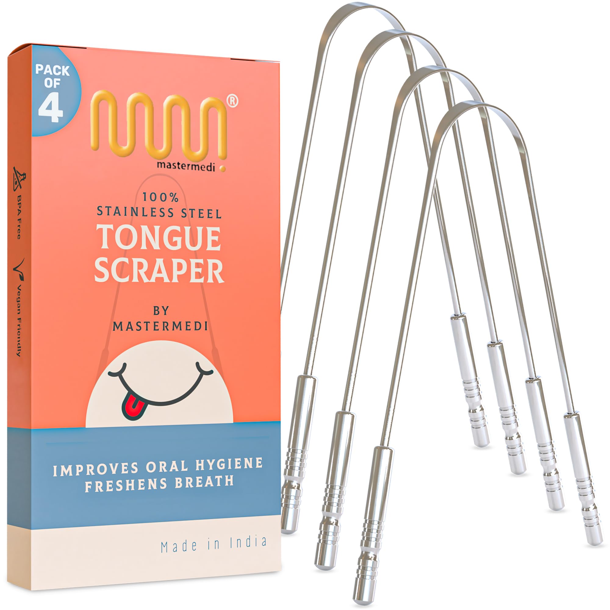 MasterMedi tongue cleaner with surgical stainless steel design