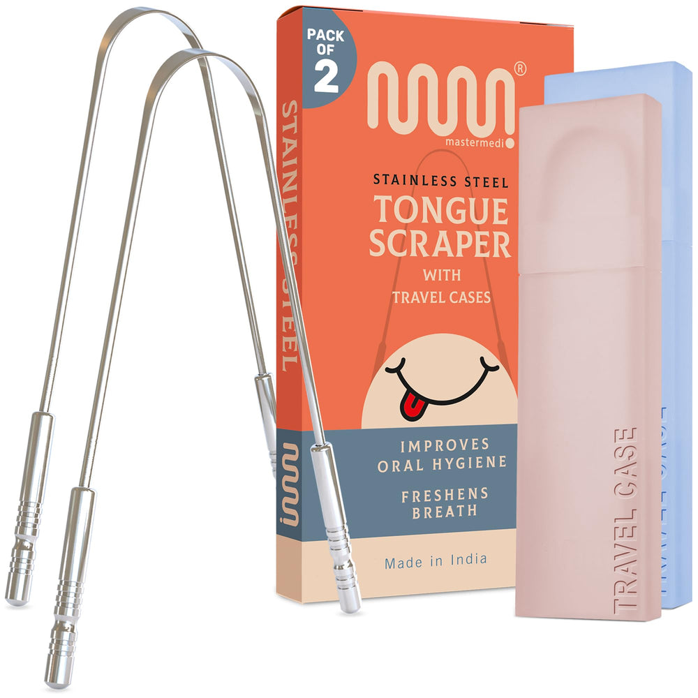 MasterMedi tongue scraper with stainless steel U-shaped design
