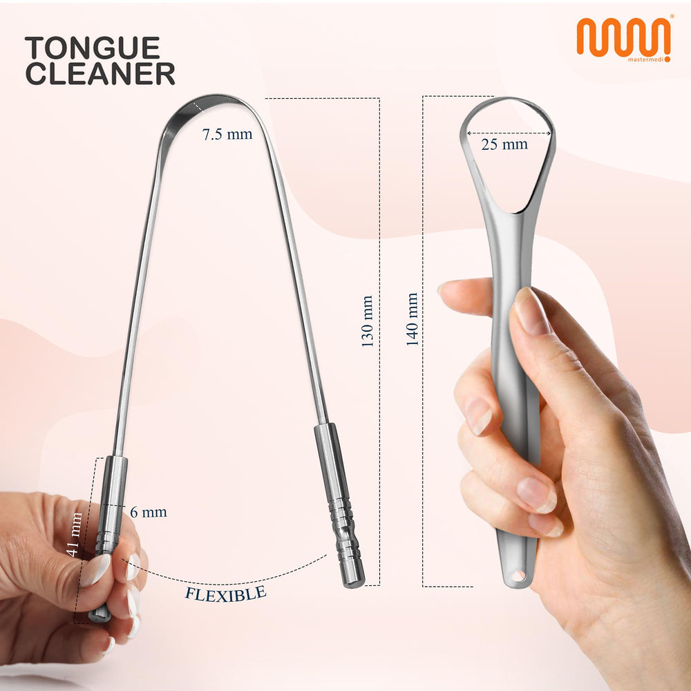 Stainless steel tongue scraper for adults