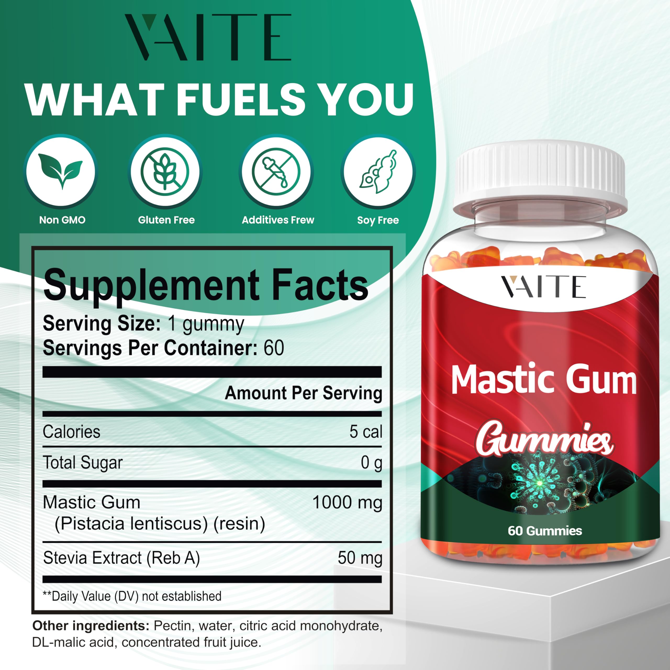 Close-up of chewy Mastic Gum Gummies