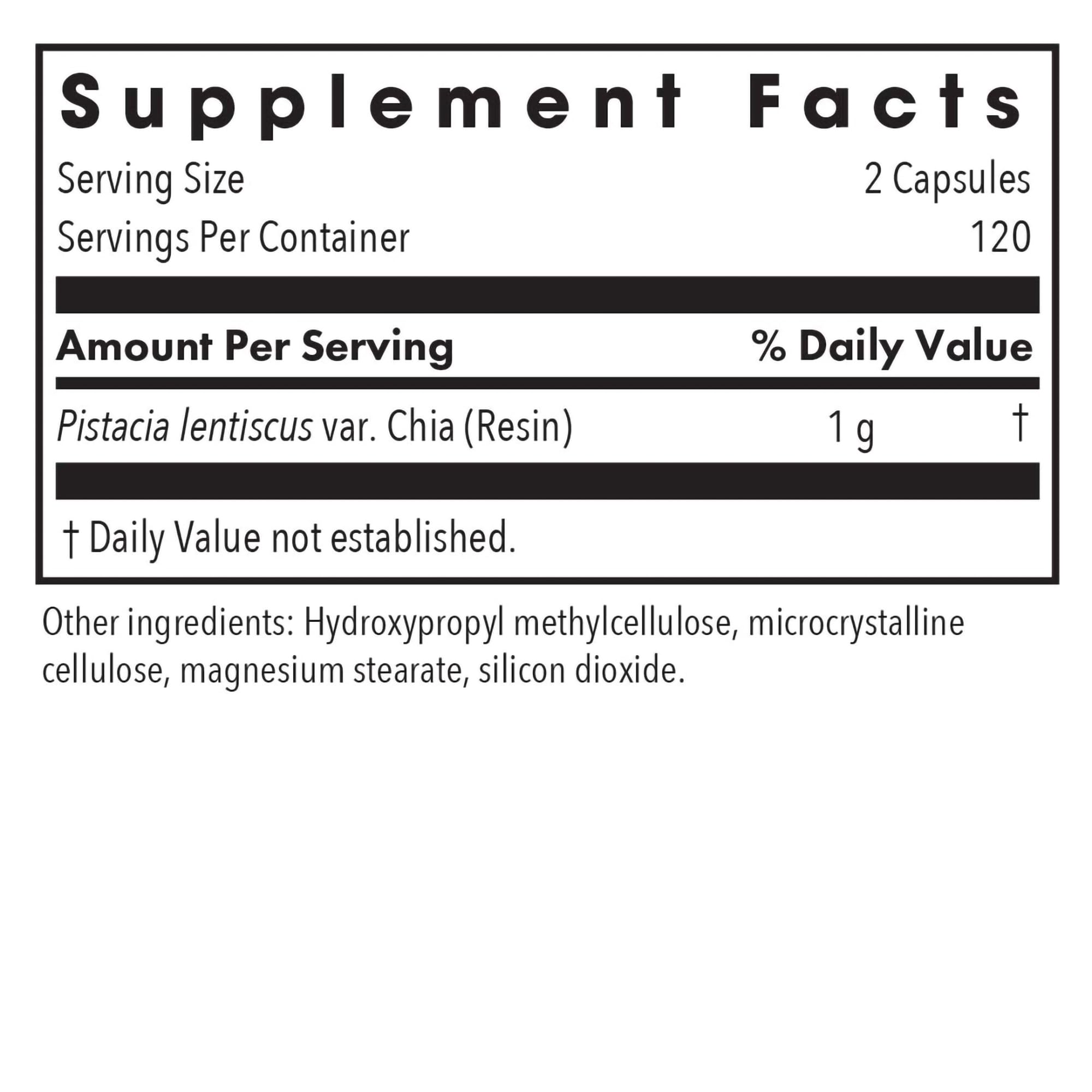 Mastic Gum Capsule supplement facts panel
