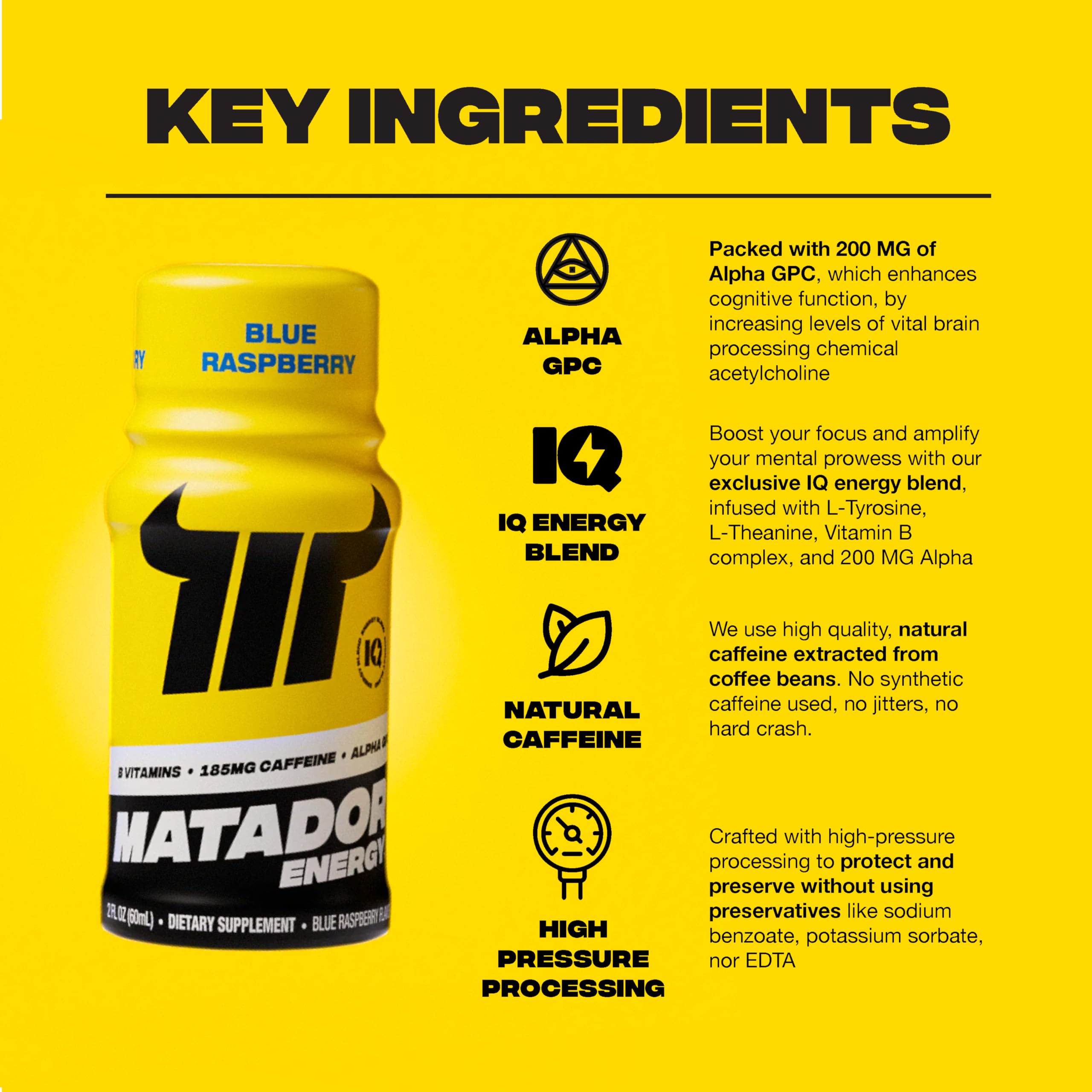 MATADOR packaging shows 24-shot count and clean ingredients.
