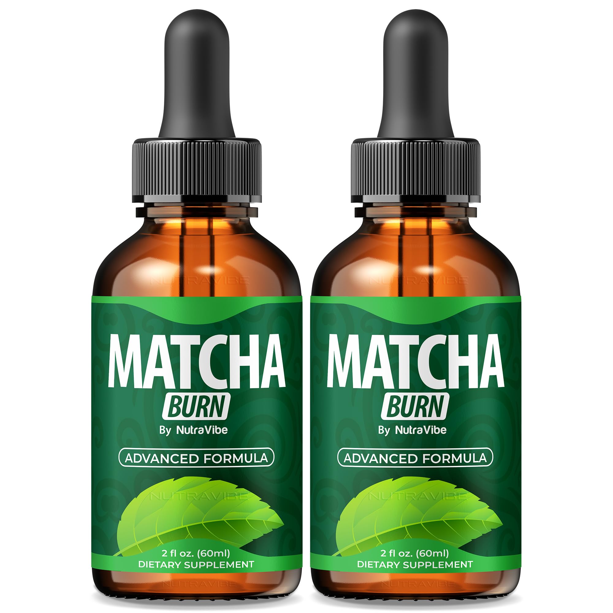 Two-pack Matcha Burn Drops bottle front label