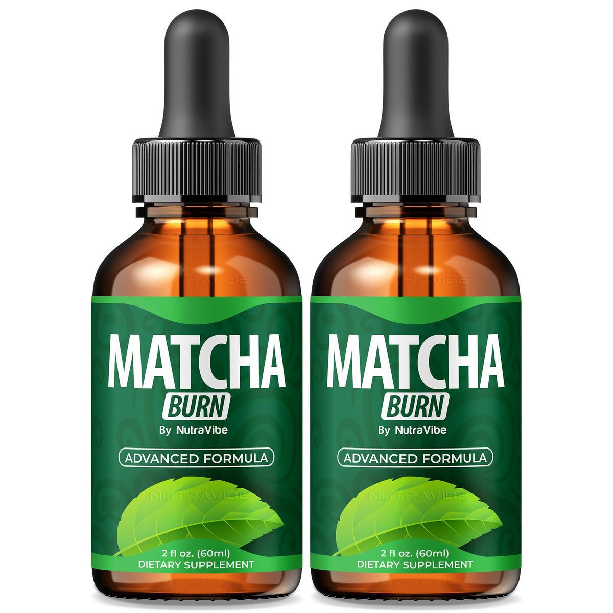 Two-pack Matcha Burn Drops bottle front label