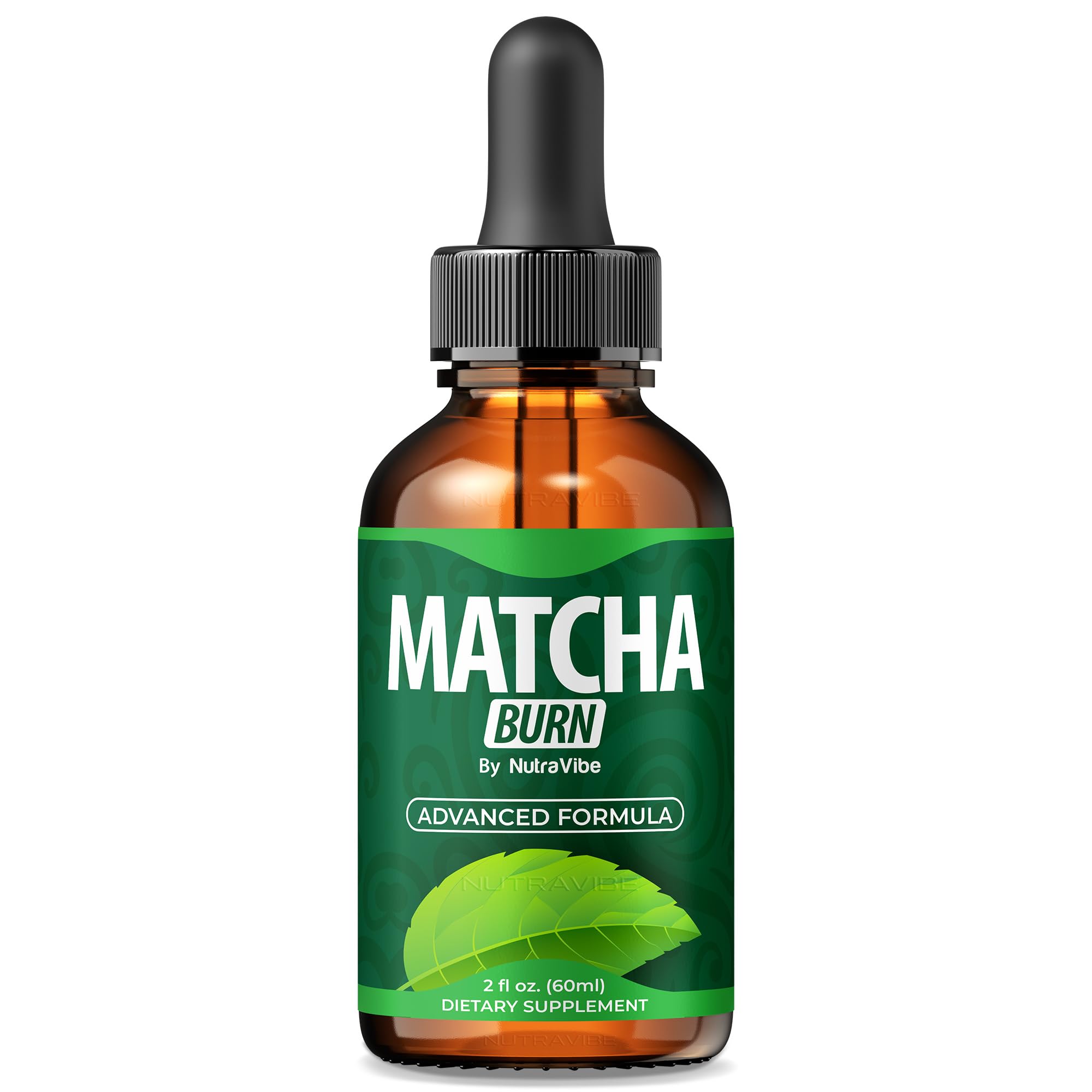 Hero shot of Matcha Burn Drops bottle with label