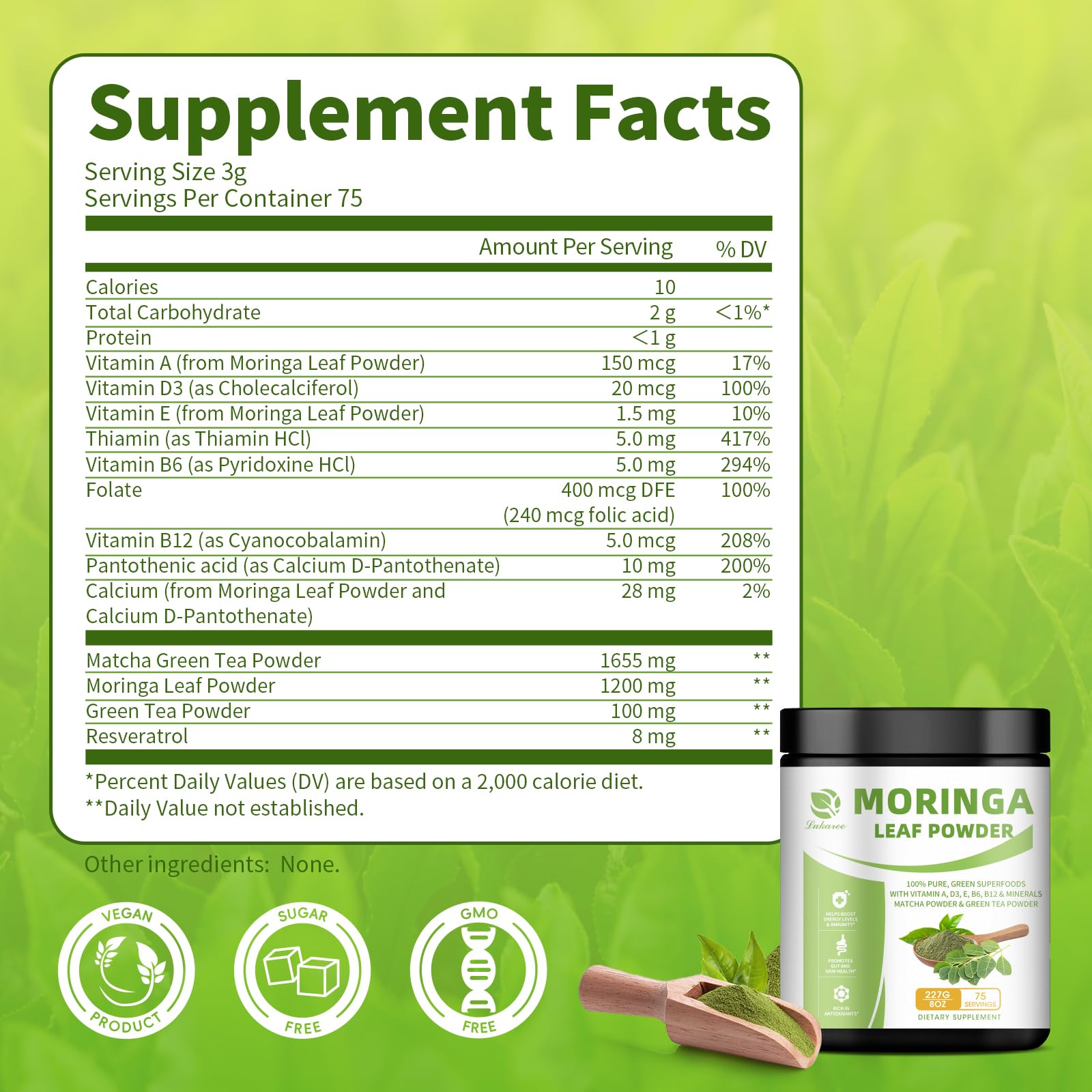 Matcha and green tea powder for sustained energy