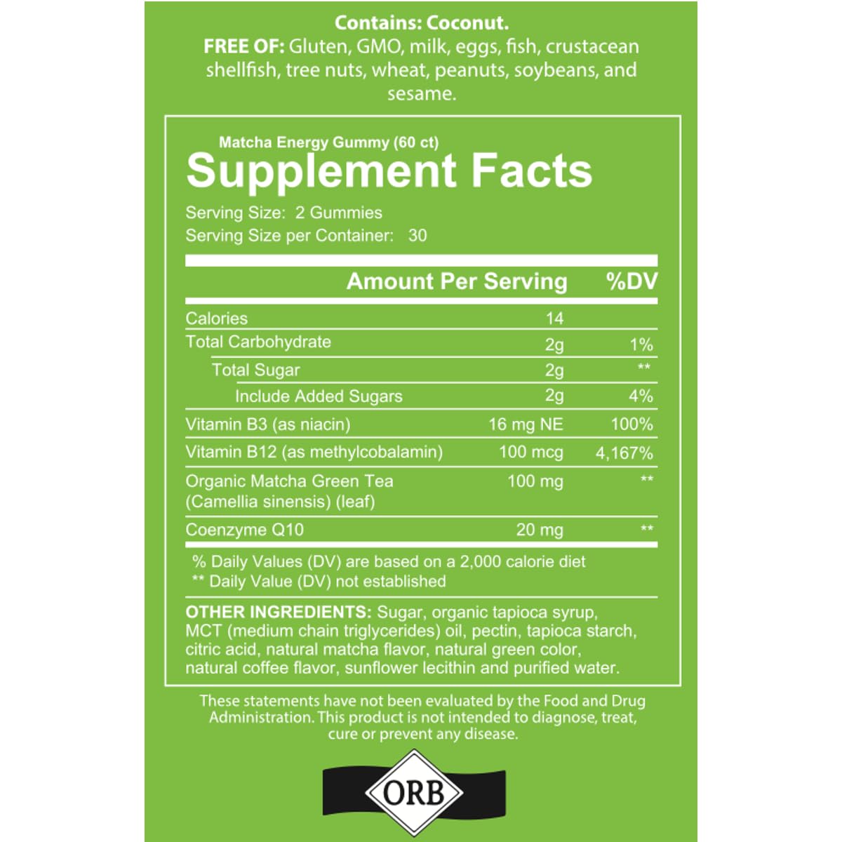 Vitamin B12 and Vitamin B3 on the packaging
