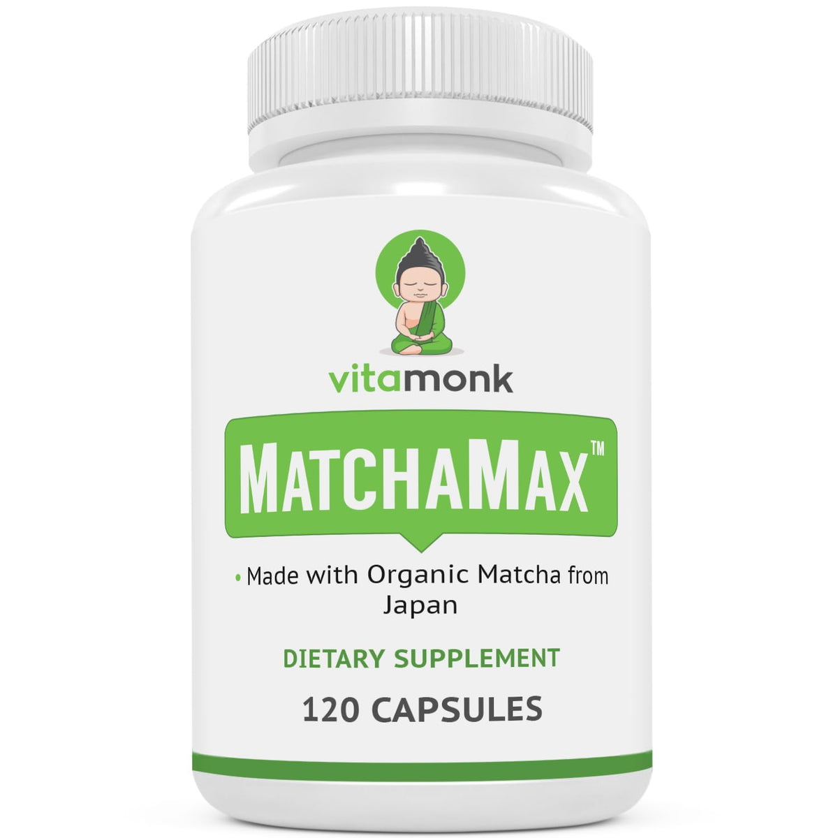 MATCHAMAX Organic Japanese Matcha Capsules bottle front with 120 count label