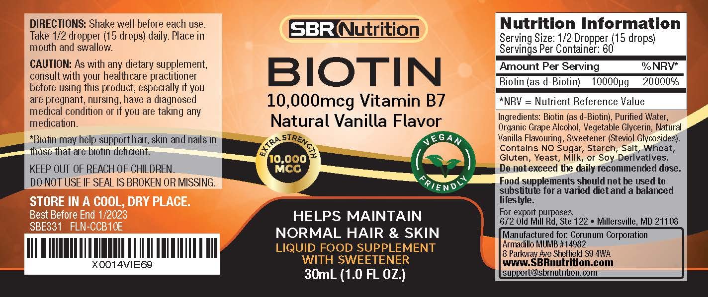 Product label for MAX Absorption Biotin Liquid Drops