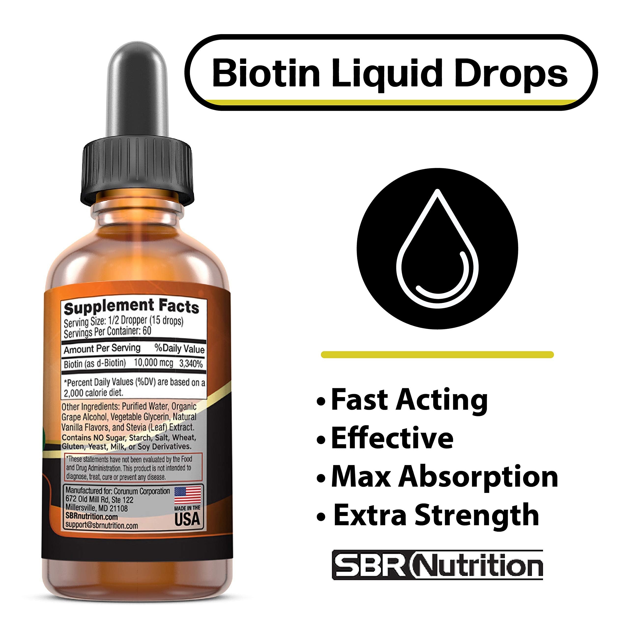 Nutrition facts panel of MAX Absorption Biotin Liquid Drops