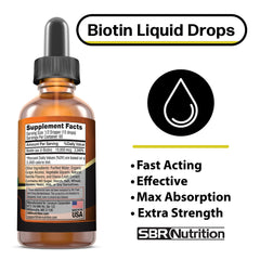 Nutrition facts panel of MAX Absorption Biotin Liquid Drops