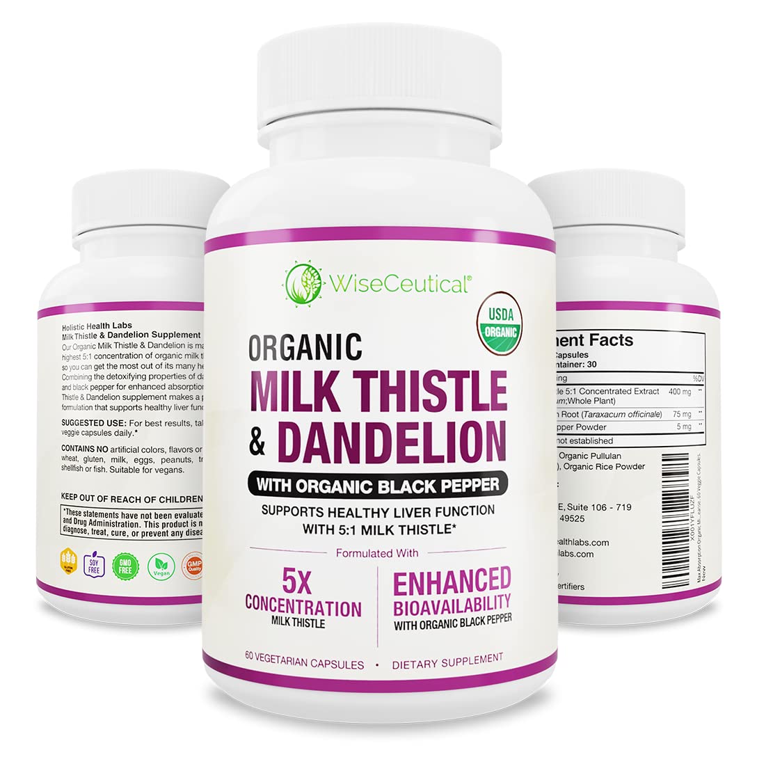 Front bottle of Max Absorption USDA Organic Milk Thistle 5:1 2000mg