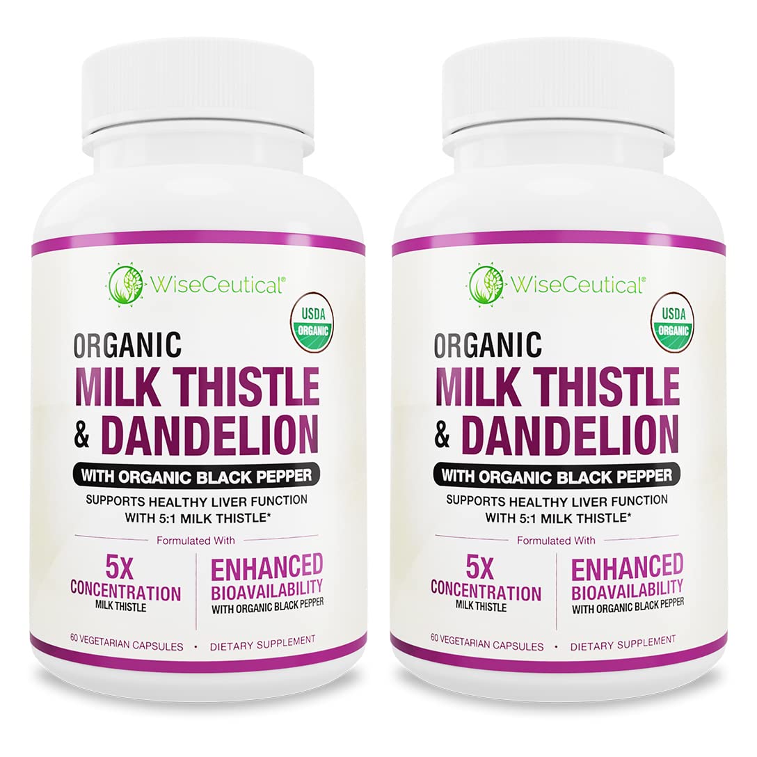Bottle of Max Absorption Organic Milk Thistle 5:1 Extract with Dandelion Root