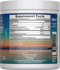 Back panel of Max Calm Raspberry Lemonade packaging with nutrition information