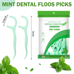 Green mint dental floss picks bulk with sealable storage bag
