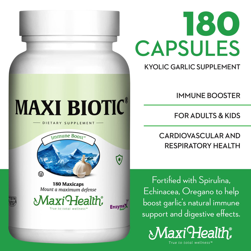 Label showing spirulina, Echinacea, oregano and Enzymax ingredients