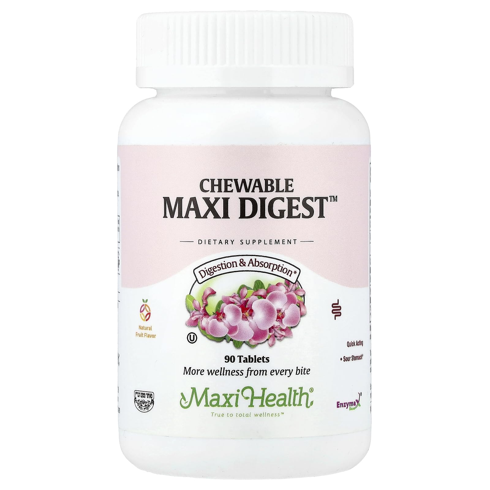 Maxi Health Chewable Digest bottle with Kosher certification