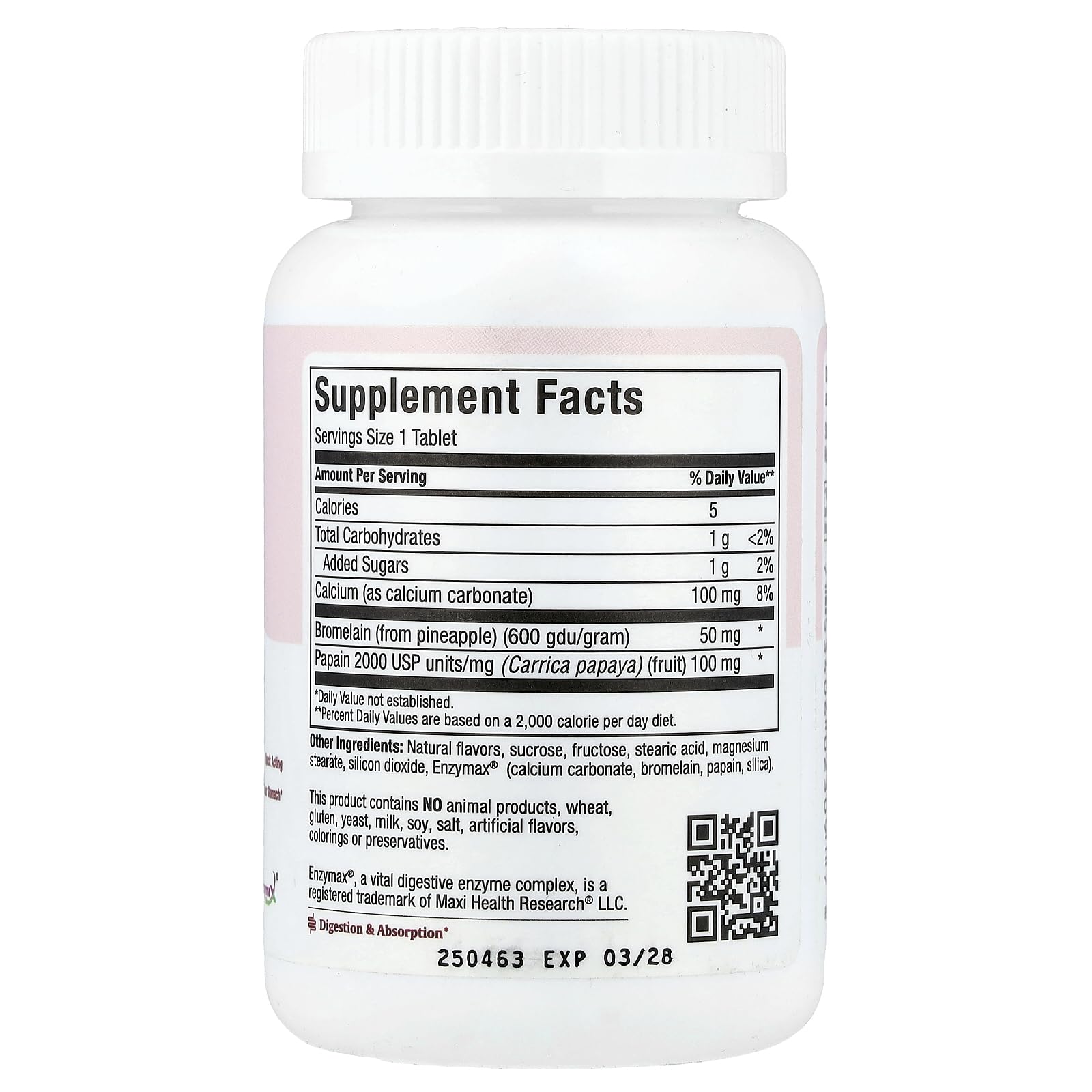 Product packaging showing Maxi Health Chewable Digest natural digestive enzymes