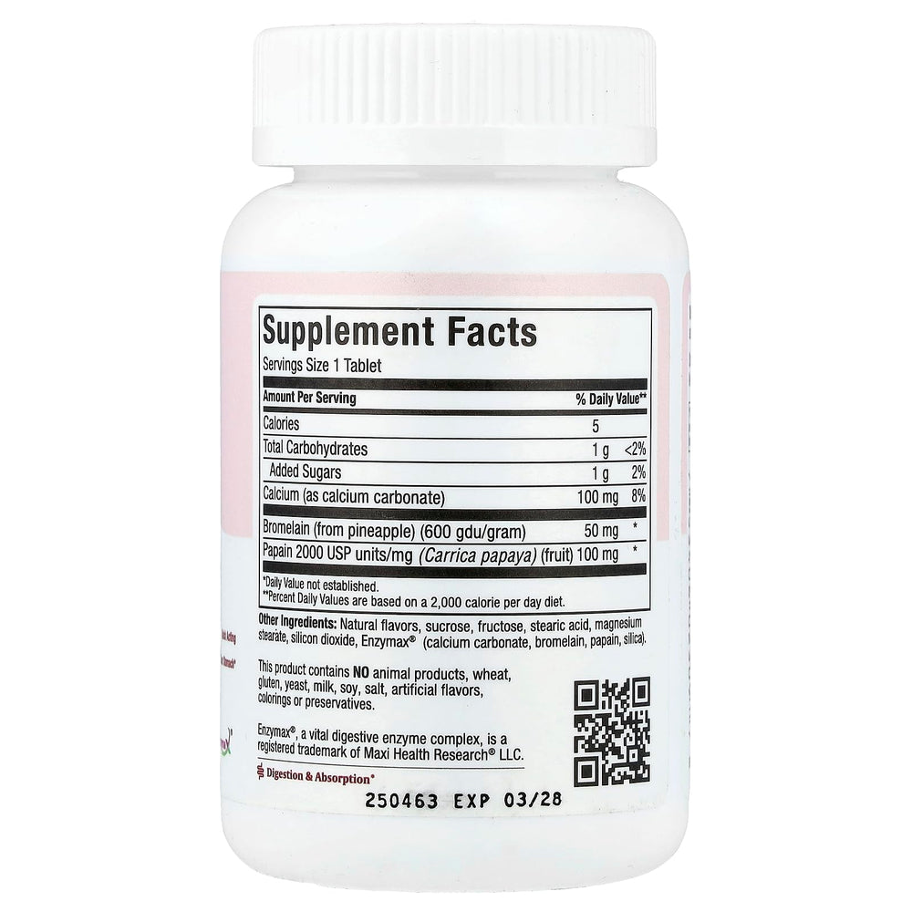 Product packaging showing Maxi Health Chewable Digest natural digestive enzymes