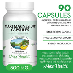 Supplement Facts panel for Maxi Health Magnesium Capsules