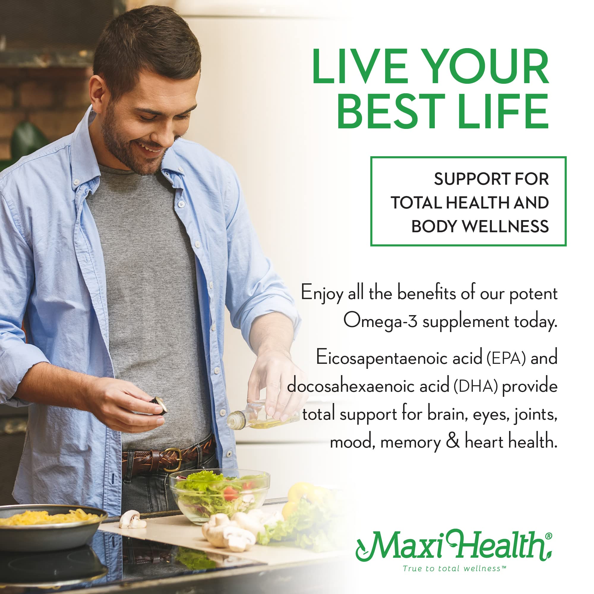 Label showing 360mg EPA and 240mg DHA per serving