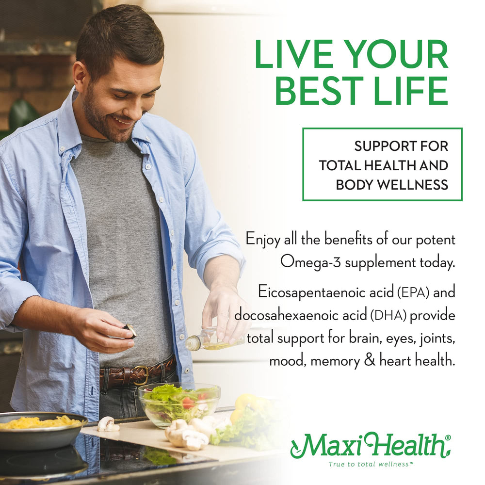 Label showing 360mg EPA and 240mg DHA per serving