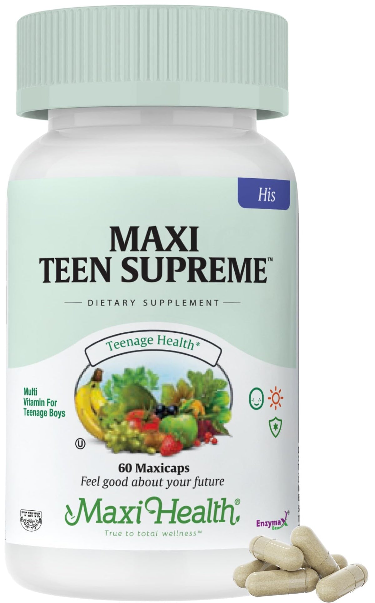 Maxi Health front packaging showing product and age range benefits for daily growth