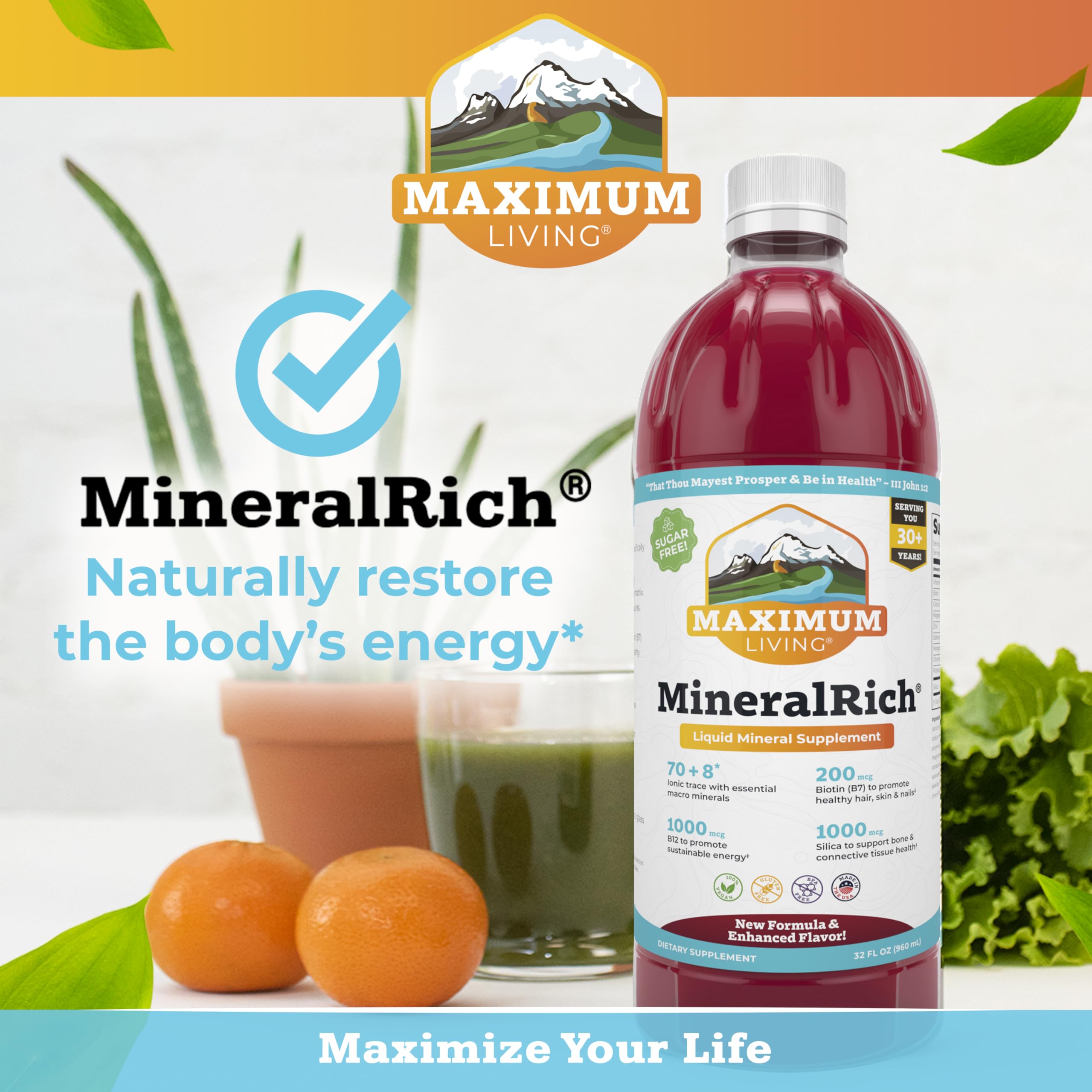 Maximum Living MineralRich bottle shown in packaging