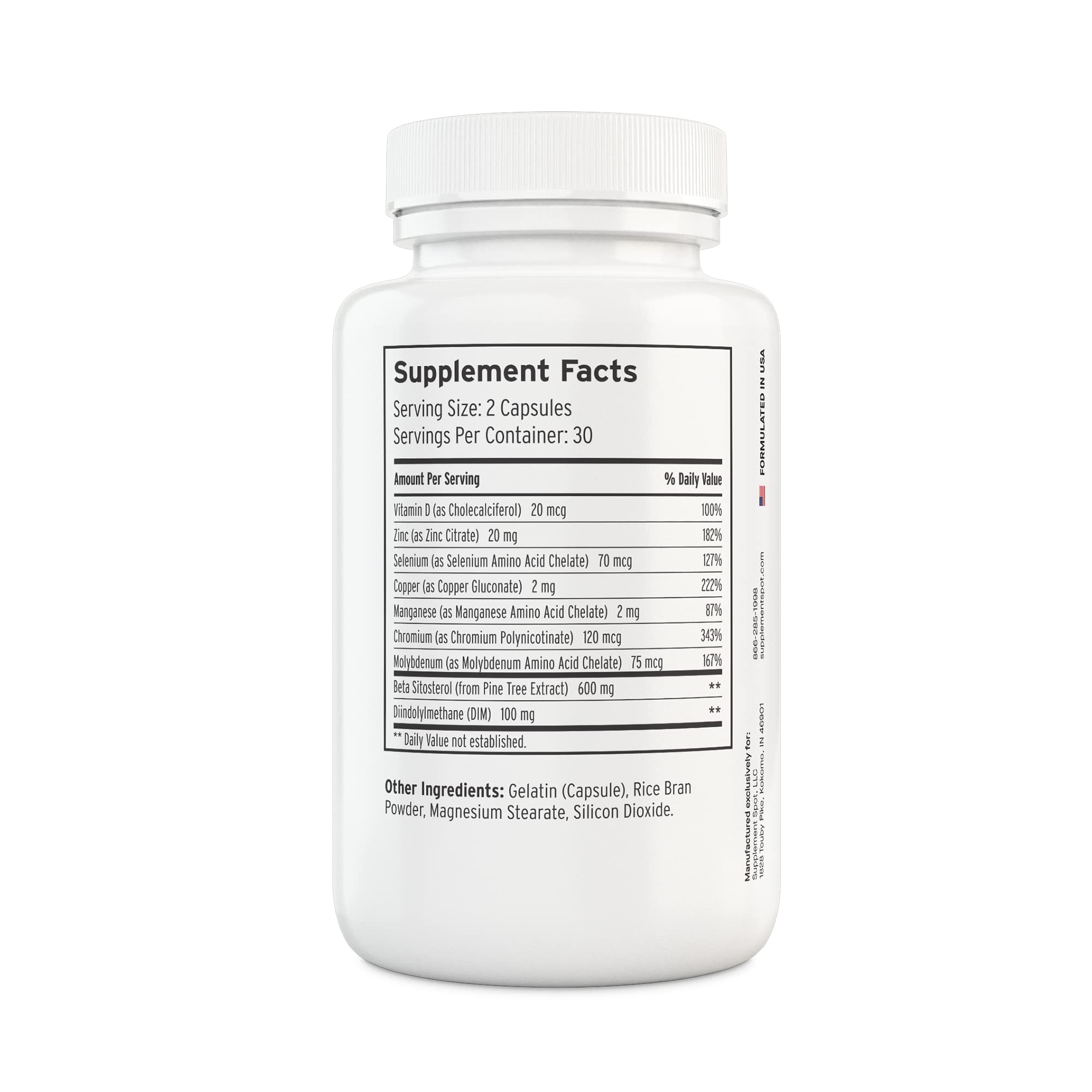 Close-up showing beta-sitosterol and DIM as key ingredients