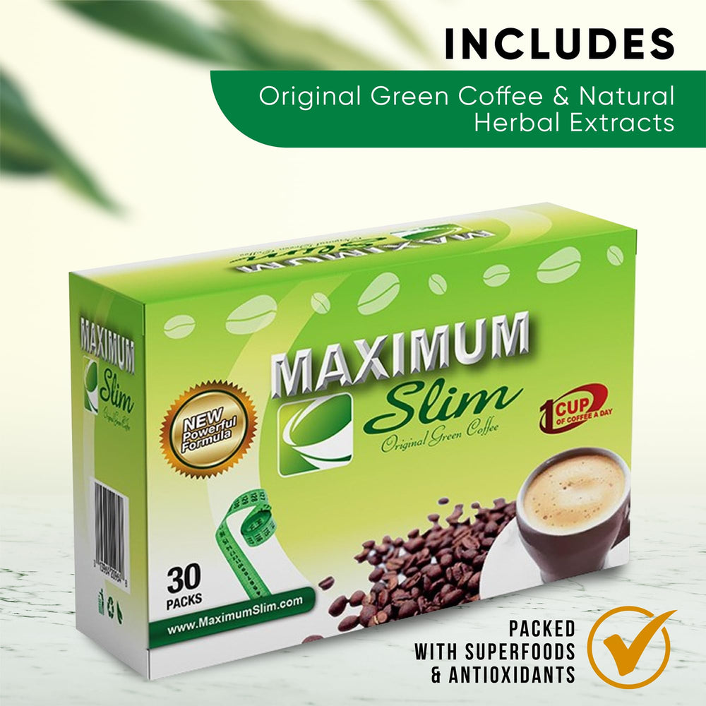 Maximum Slim Original Green Coffee label closeup with certification hints