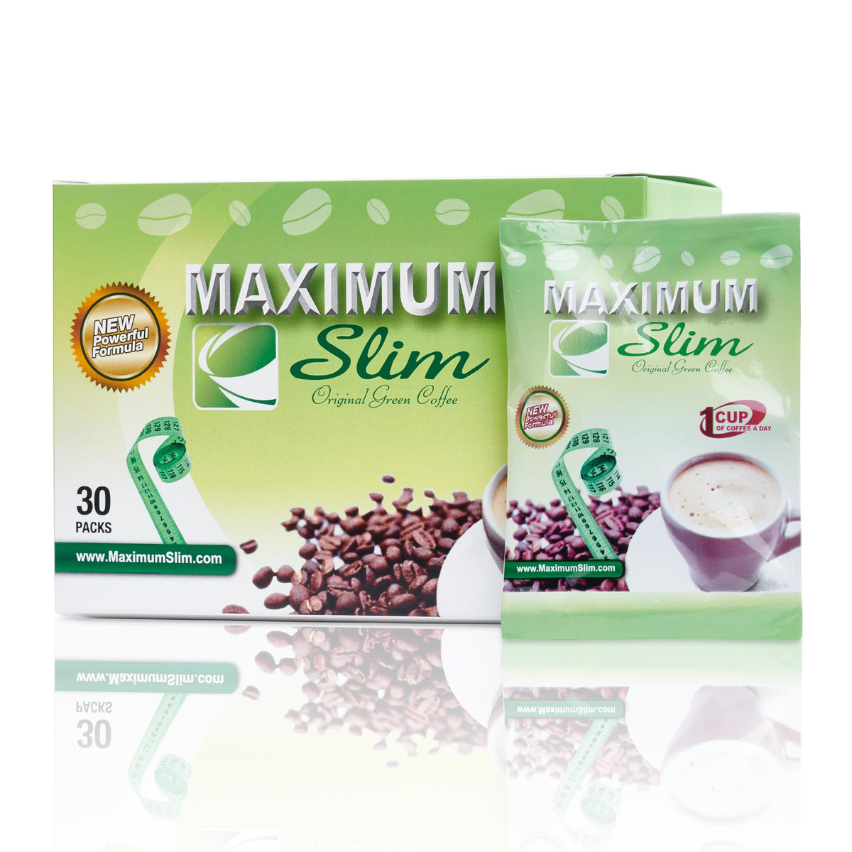 Maximum Slim Original Green Coffee packaging closeup highlighting premium blend