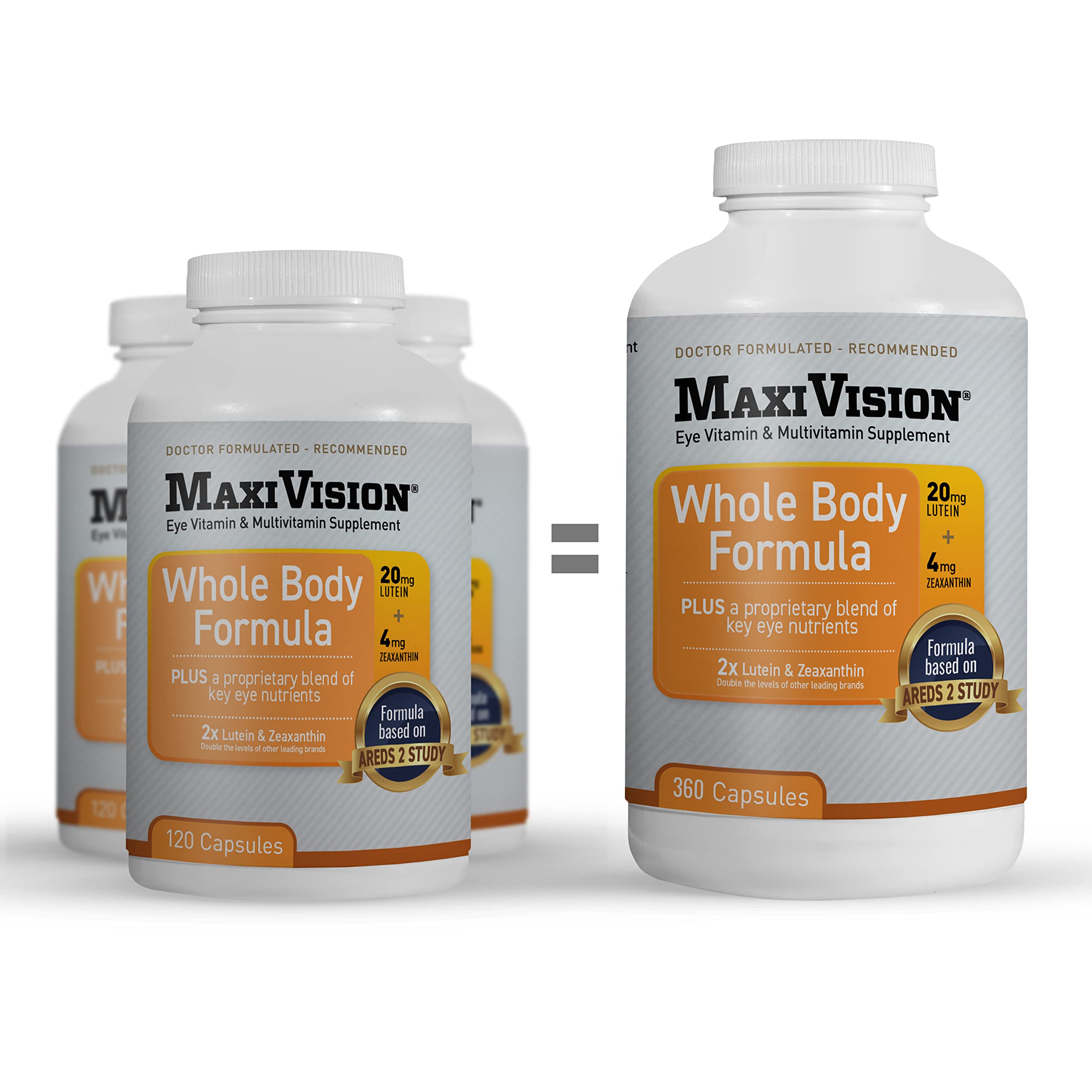 MaxiVision AREDS 2 Whole Body Formula - Eye Vitamins with Lutein & Zea ...