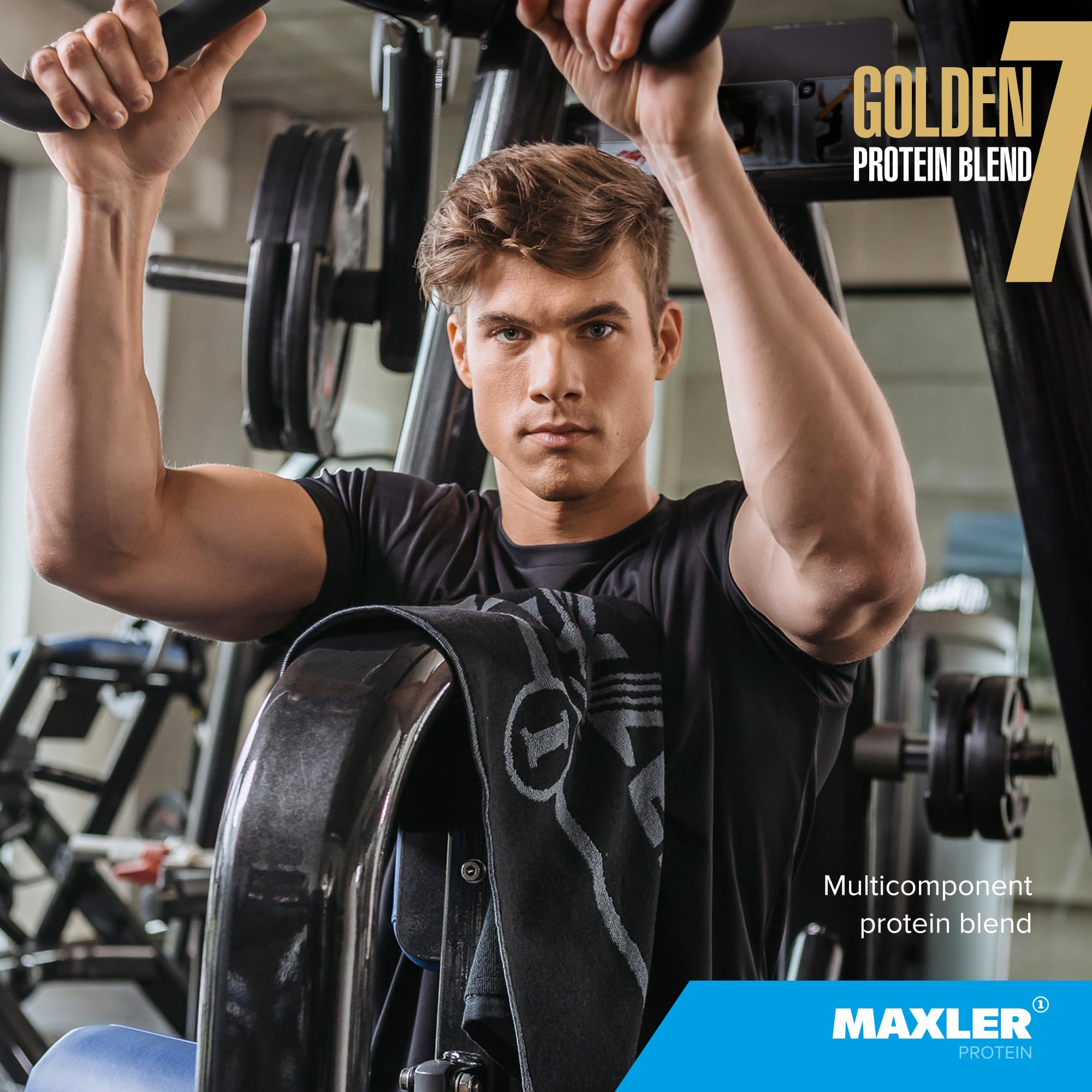 Maxler Golden 7 shaker promotes convenient on-the-go protein for breakfast or snack.