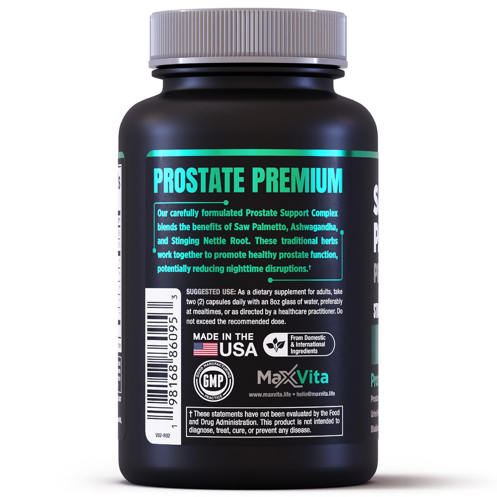 MaxVita Prostate Premium packaging and bottle on display